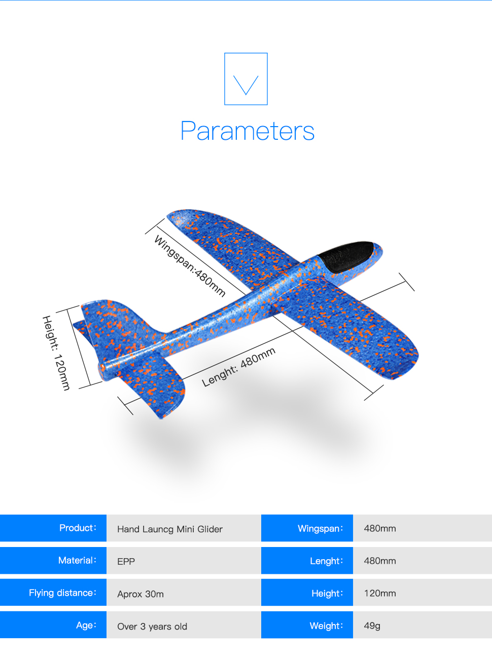 TOP RC Hand launch mini glider
